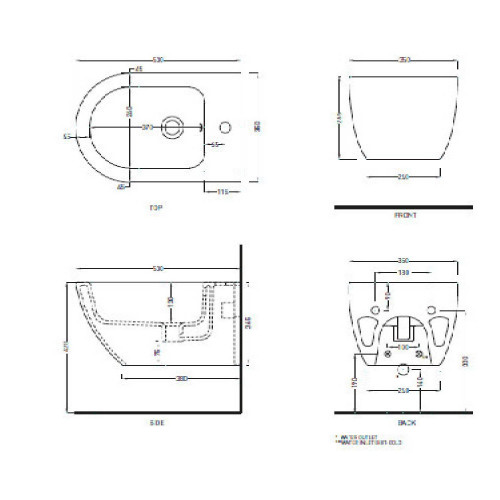 Bidet sospeso monoforo Enjoy 35x53 cm bianco lucido - Ceramica Cielo
