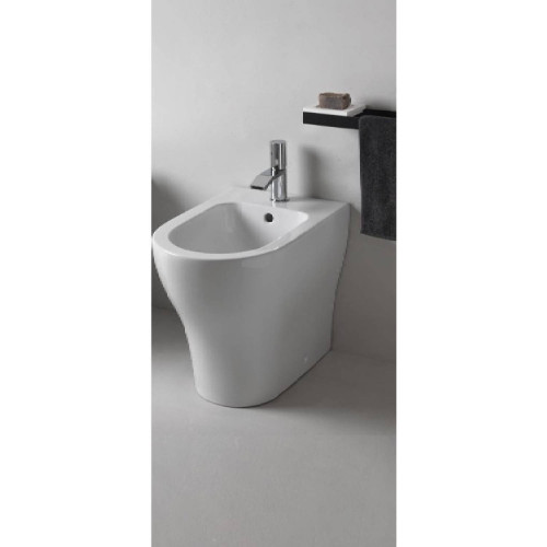 Bidet a terra filo muro monoforo Enjoy 35x53 cm bianco lucido - Cerami