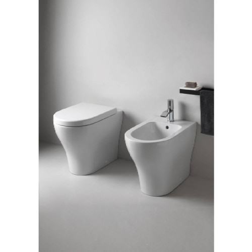 Bidet a terra filo muro monoforo Enjoy 35x53 cm bianco lucido - Cerami