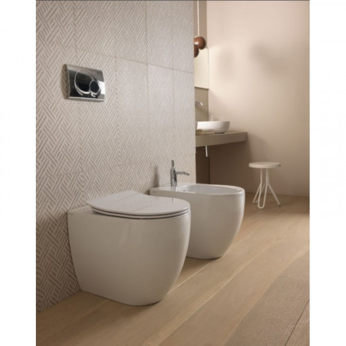 Vaso WC Filo Parete a Terra Senza Brida Like Bianco Lucido - GSG Ceram