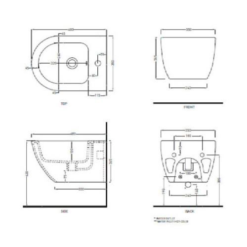 Bidet sospeso monoforo Enjoy 35x48 cm bianco lucido - Ceramica Cielo