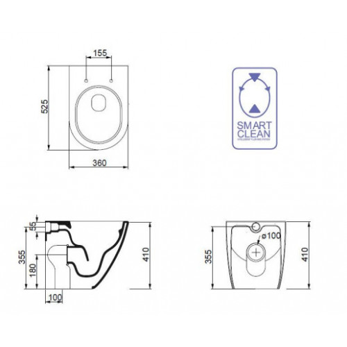 Vaso WC Filo Parete a Terra Senza Brida Like Bianco Lucido - GSG Ceram