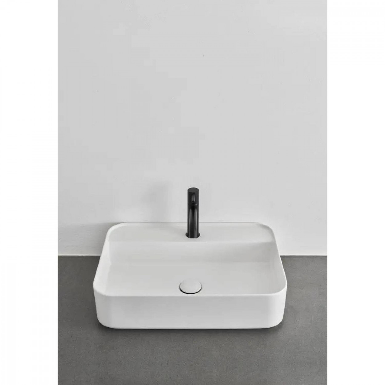 Lavabo da appoggio rettangolare monoforo Shui Comfort 60x43 cm bianco