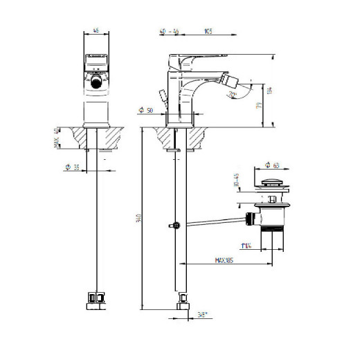 Miscelatore bidet monoforo Cinema cromo - Bellosta