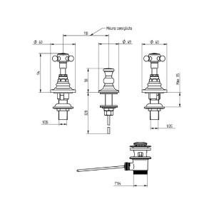 Batteria bidet 3 fori Edward cromo - Bellosta 2