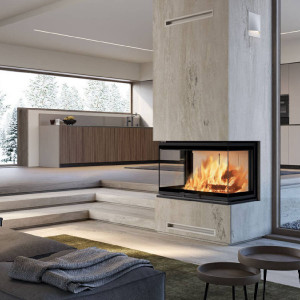 Camino a legna Windo3 92x63x150 cm in acciaio nero - Ditta Edilkamin 2