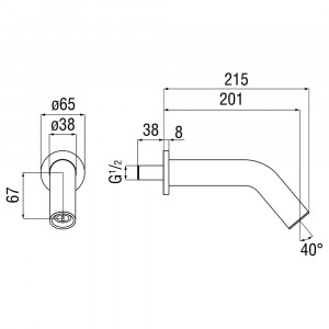 Bocca a parete per vasca Sole 20 cm inox spazzolato – Nobili 2