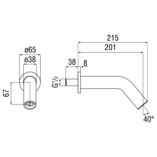 Bocca a parete per vasca Sole 20 cm inox spazzolato – Nobili