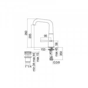 Likid miscelatore lavabo con risparmio energetico e piletta - Nobili 2