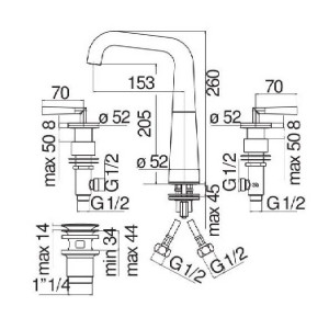 Miscelatore lavabo 3 fori Likid cromo - Nobili | Design e qualità 2