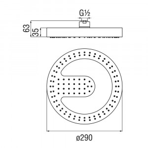 Soffione rotondo a snodo 29 cm Sole inox spazzolato - Nobili 2