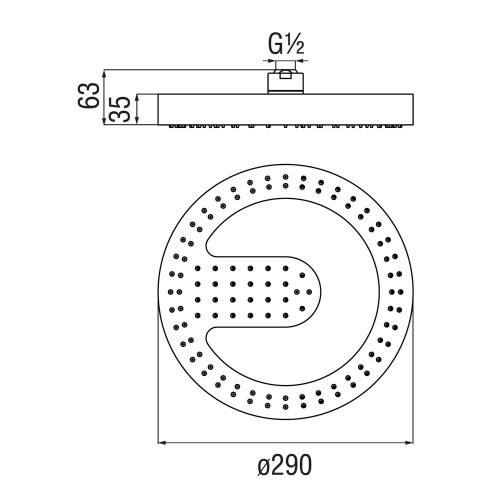 Soffione rotondo a snodo 29 cm Sole inox spazzolato - Nobili