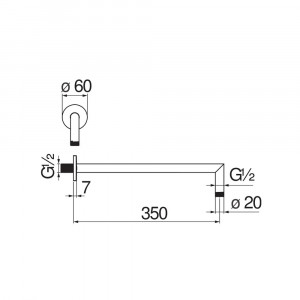 Braccio doccia a parete Acquerelli Inox 35 cm - Nobili | Meglioalge 2