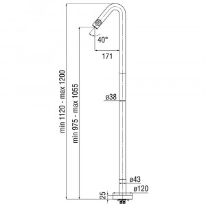 Miscelatore lavabo a pavimento 120 cm Sole inox spazzolato – Nobili 2