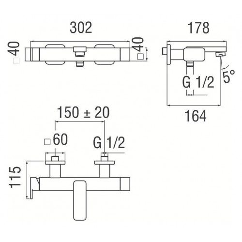 Miscelatore monocomando vasca esterno Loop cromo - Nobili | Meglioalge