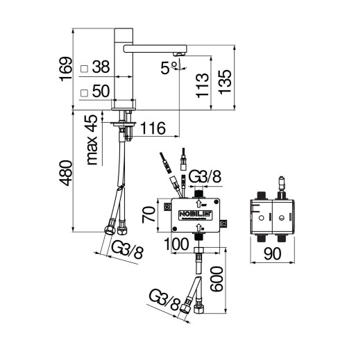 Miscelatore lavabo a infrarossi Loop cromo lucido Nobili - Meglioalge