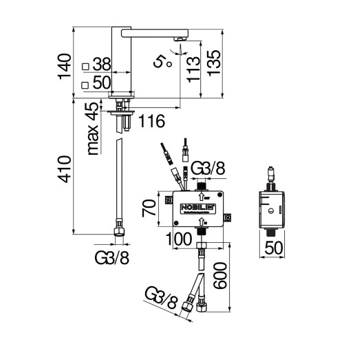 Miscelatore lavabo infrarossi Loop cromo lucido - Nobili | Meglioalge