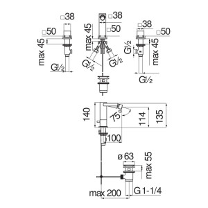 Rubinetto 3 Fori Bidet Loop Cromo Lucido - Nobili | Meglioalge 2