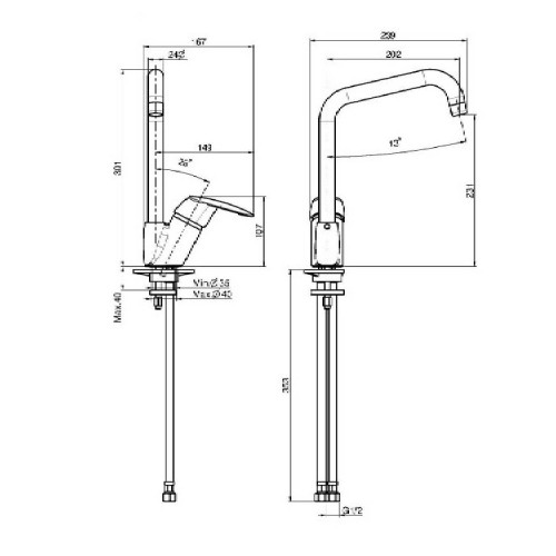 Miscelatore monoforo lavello Kitchen cromo – Carlo Frattini Fima