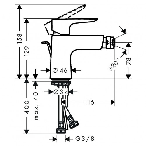 Miscelatore monocomando bidet Talis E con saltarello cromo – Hansgrohe