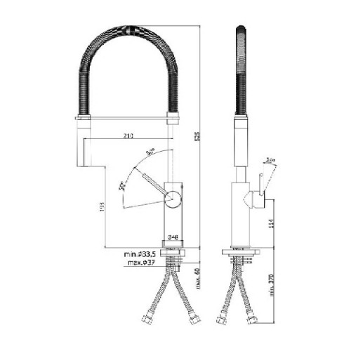 Miscelatore cucina con doccetta Light cromo molla nero opaco - Paffoni