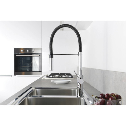 Miscelatore cucina con doccetta Light cromo molla nero opaco - Paffoni