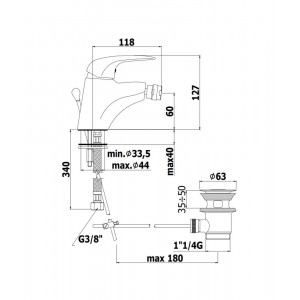 Miscelatore bidet con scarico Duemila cromo - Paffoni 2
