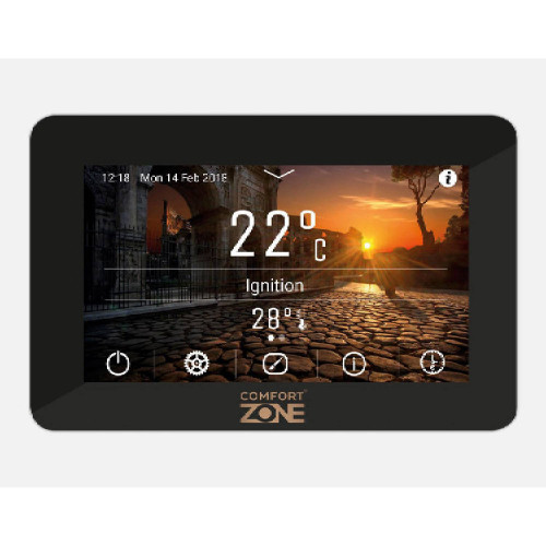 Termostufa Home Theatre 20KW Confort Zone cristallo nero e corten – Di
