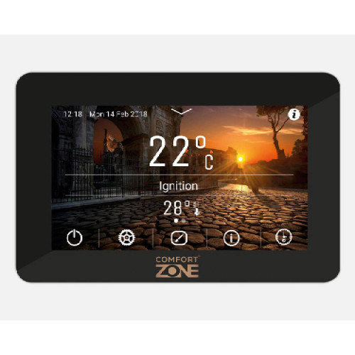 Termostufa Home Cinema 24 Confort Zone cristallo nero e silver – Ditta