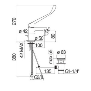 Miscelatore monocomando lavabo leva clinica cromo lucido - Nobili 2