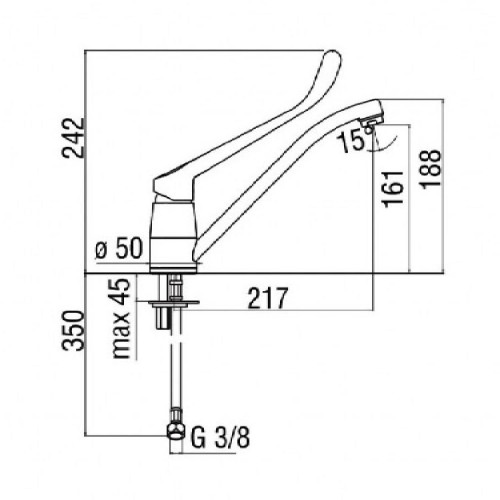 Miscelatore lavello leva clinica 242 cm New Road cromo - Nobili