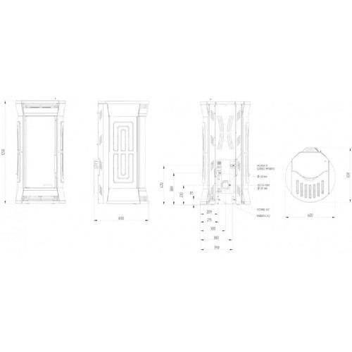 Termostufa idroventilata 18 kw a pellet Clessidra Glass Aqua - Moretti