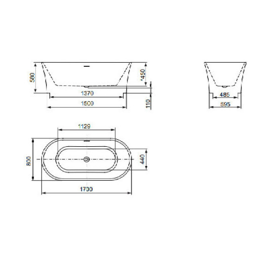 Vasca freestanding 170x80 cm Panay bianco lucido - Glass 1989