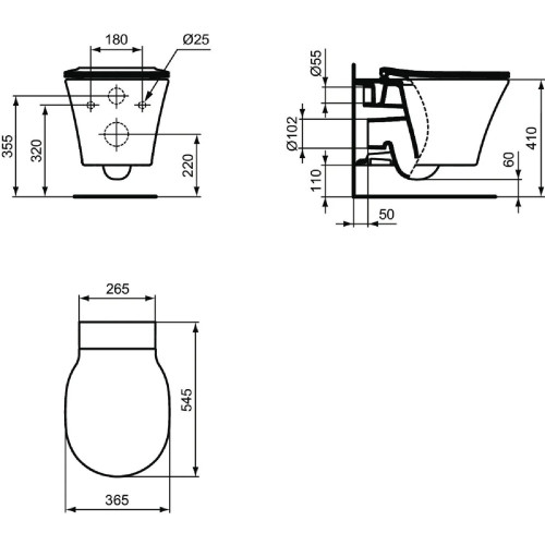 Vaso sospeso Connect Air AquaBlade® bianco lucido | Ideal Standard