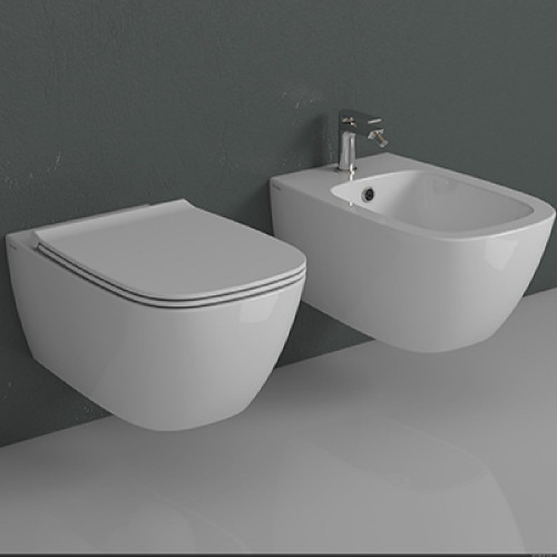 Vaso WC sospeso senza brida Genesis 50 cm bianco lucido Ceramica Globo