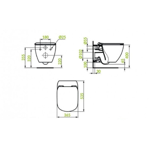 Vaso WC Sospeso Tesi AquaBlade® Slim Bianco | Ideal Standard