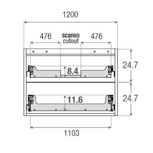 Mobile bagno sospeso House 120x50hx45,5 cm con lavabo a incasso bianco