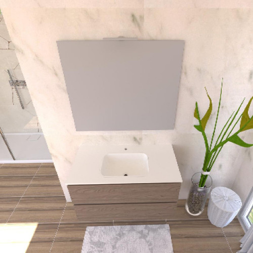 Mobile bagno sospeso House 90x50hx45,5 cm con lavabo a incasso bianco