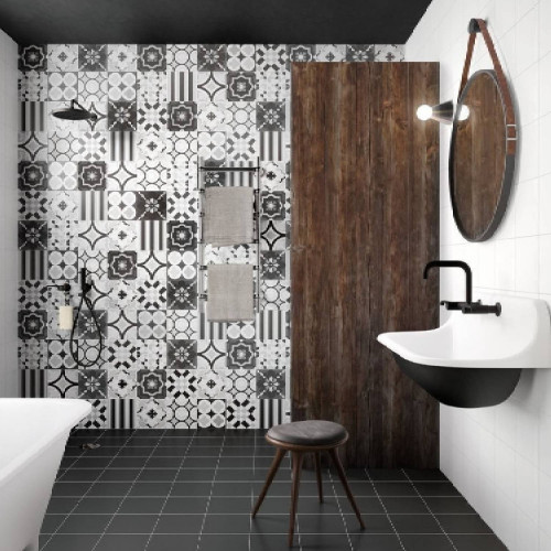 Patchwork B&W Black 20x20 cm - Ceramica Sant'Agostino