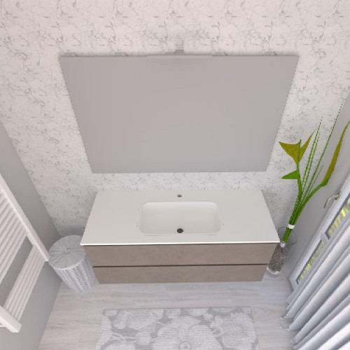 Mobile bagno sospeso House 120x50hx45,5 cm con lavabo a incasso bianco