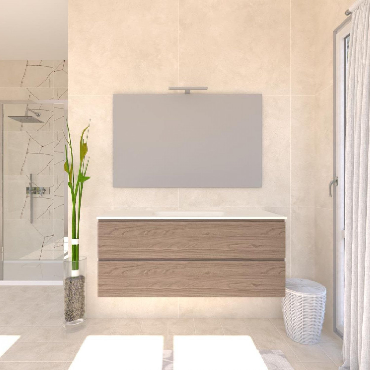 Mobile bagno sospeso House 120x50hx45,5 cm con lavabo a incasso bianco