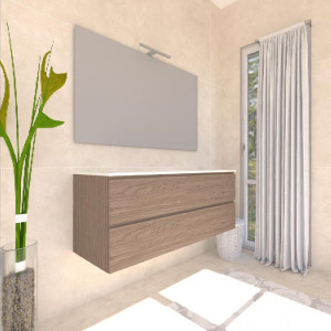 Mobile bagno sospeso House 120x50hx45,5 cm con lavabo a incasso bianco 2