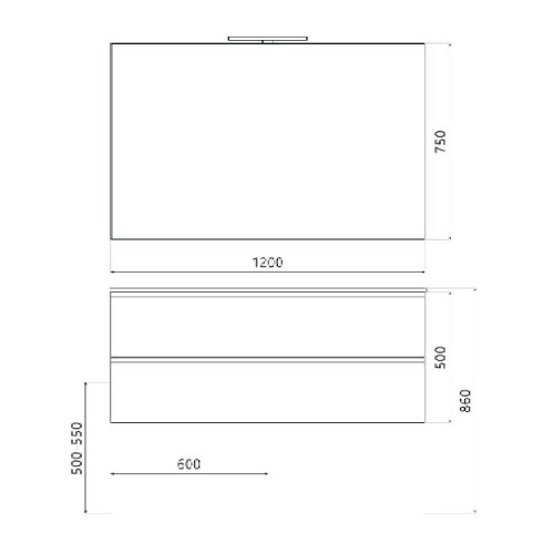 Mobile bagno sospeso House 120x50hx45,5 cm con lavabo a incasso bianco