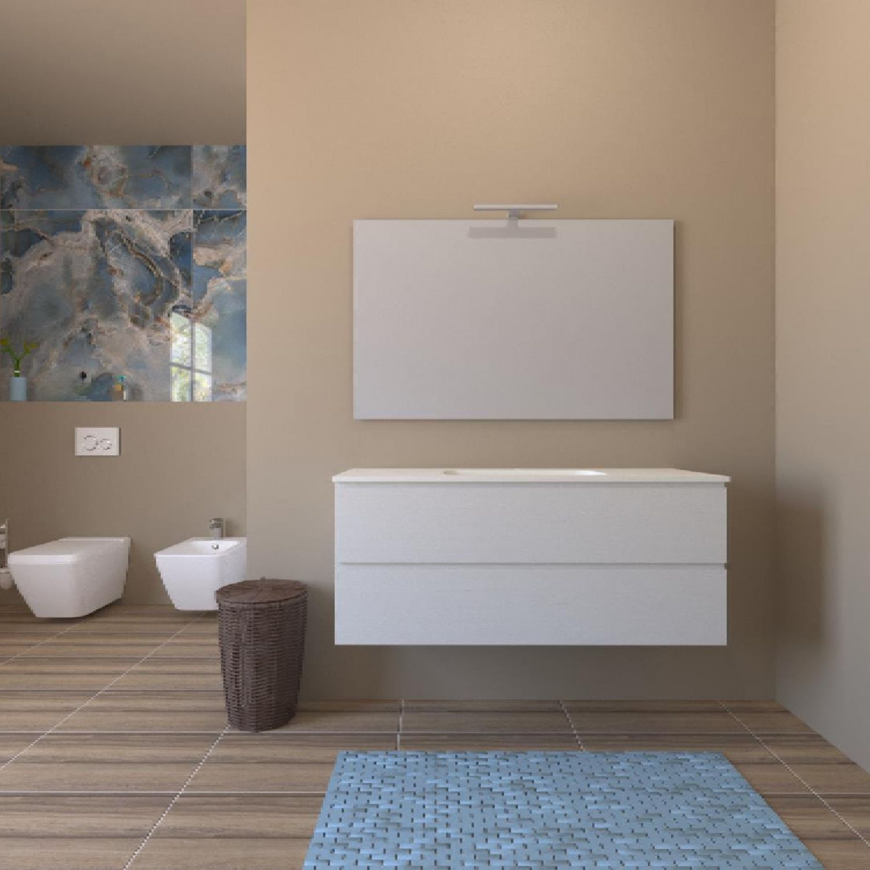 Mobile bagno sospeso House 120x50hx45,5 cm con lavabo a incasso bianco