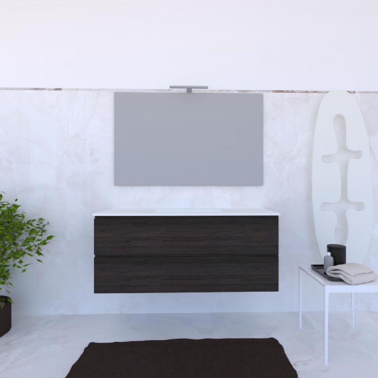 Mobile bagno sospeso House 120x50hx45,5 cm con lavabo a incasso bianco