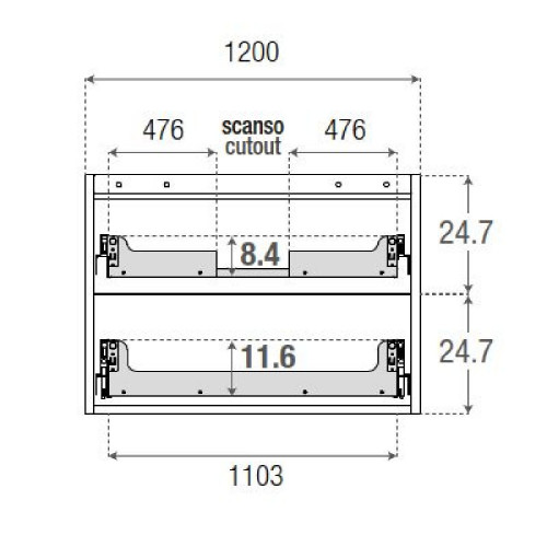 Mobile bagno sospeso House 120x50hx45,5 cm con lavabo a incasso bianco
