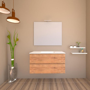 Mobile bagno sospeso House 90x50hx45,5 cm con lavabo a incasso bianco