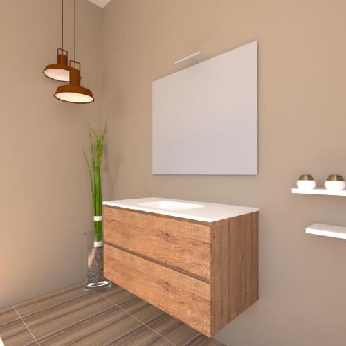 Mobile bagno sospeso House 90x50hx45,5 cm con lavabo a incasso bianco