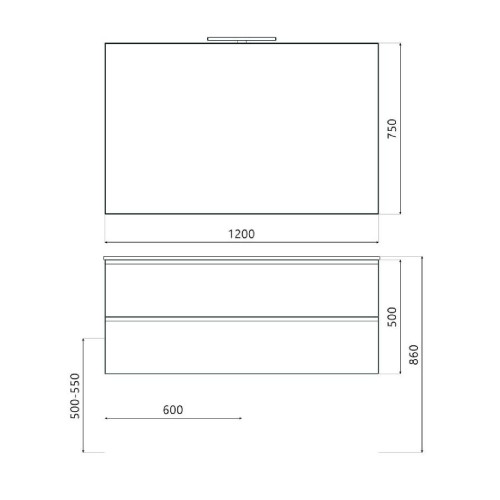 Mobile bagno sospeso House 120x50hx45,5 cm con lavabo a incasso bianco