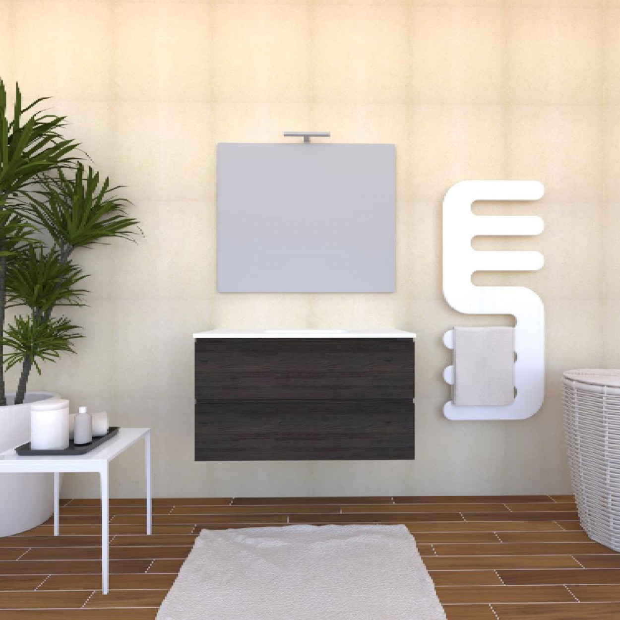 Mobile bagno sospeso House 90x50hx45,5 cm con lavabo a incasso bianco